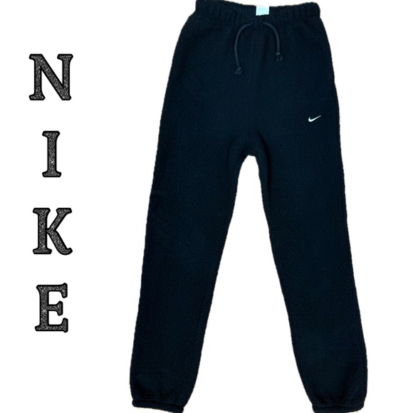 Nike Sportswear Black Polar Fleece Sweatpants Size Small - Picture 1 of 10